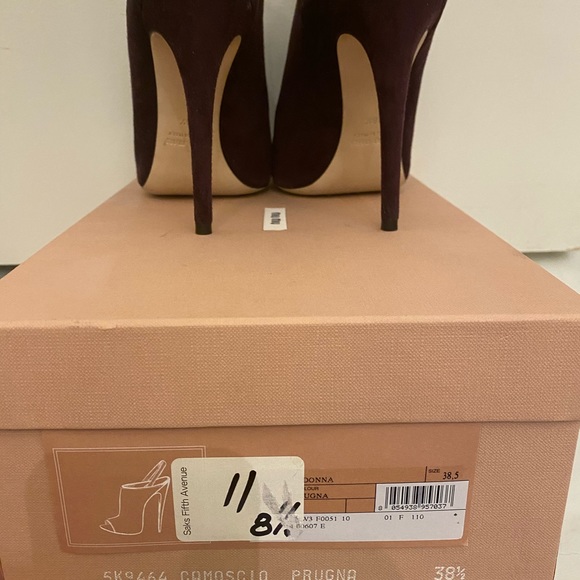 Miu Miu Deep Purple Suede Peep Toe Slingbacks - Picture 2 of 5